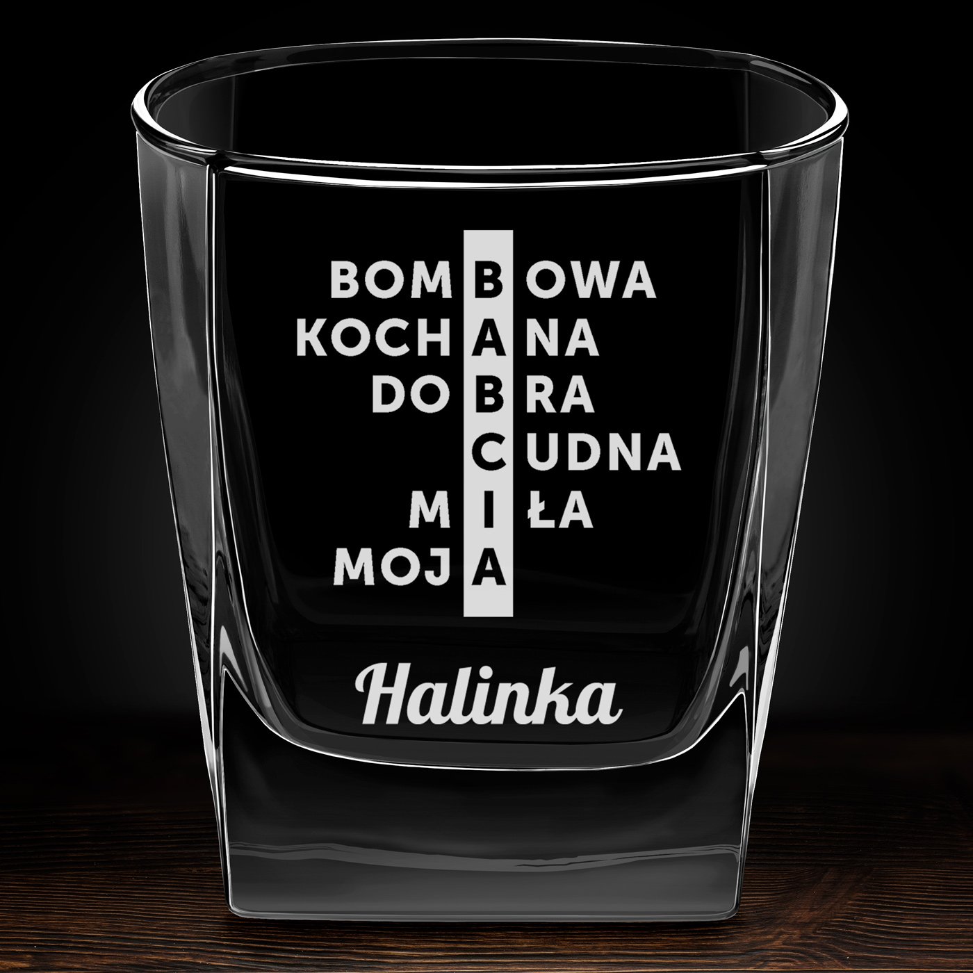Szklanka do whisky z grawerem krzyżówka dla babci