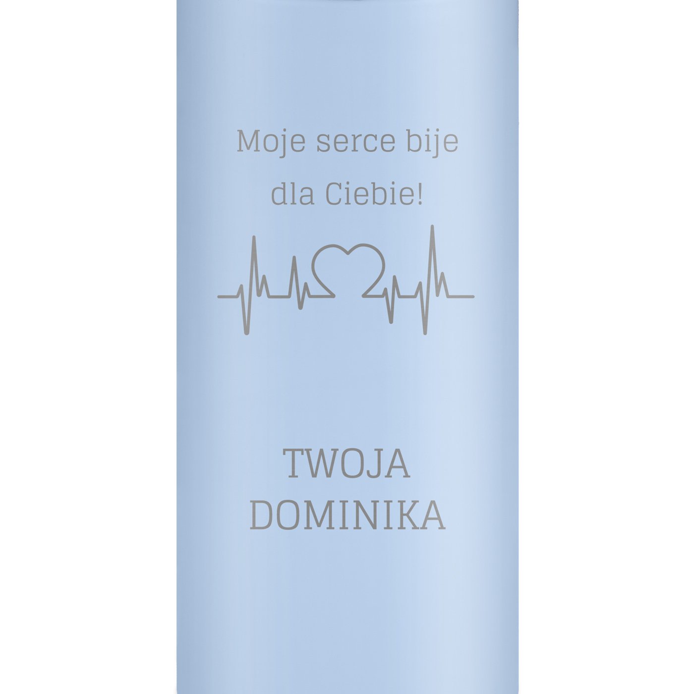 Kubek termiczny niebieski z wyświetlaczem LED i grawerem dla niego na walentynki
