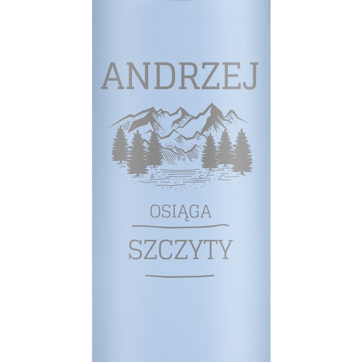 Kubek termiczny niebieski z wyświetlaczem LED i grawerem dla miłośnika gór podróżnika na imieniny