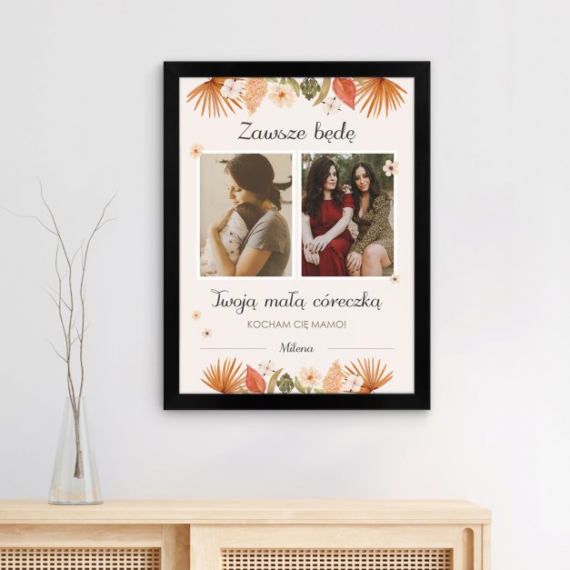 Plakat personalizowany kolaż zdjęć w ramce z nadrukiem dla mamy