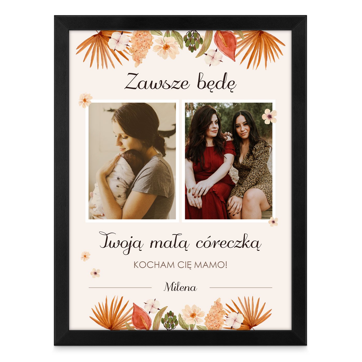 Plakat personalizowany kolaż zdjęć w ramce z nadrukiem dla mamy