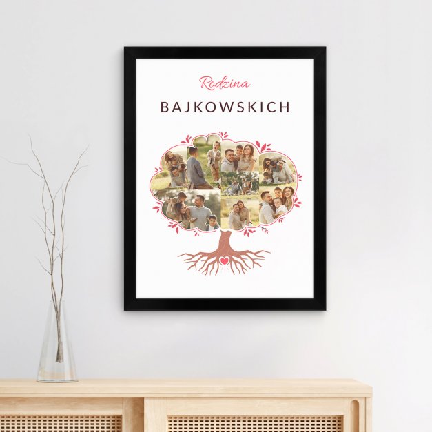 Plakat personalizowany kolaż zdjęć w ramce z nadrukiem dla pary na ślub rocznicę parapetówkę