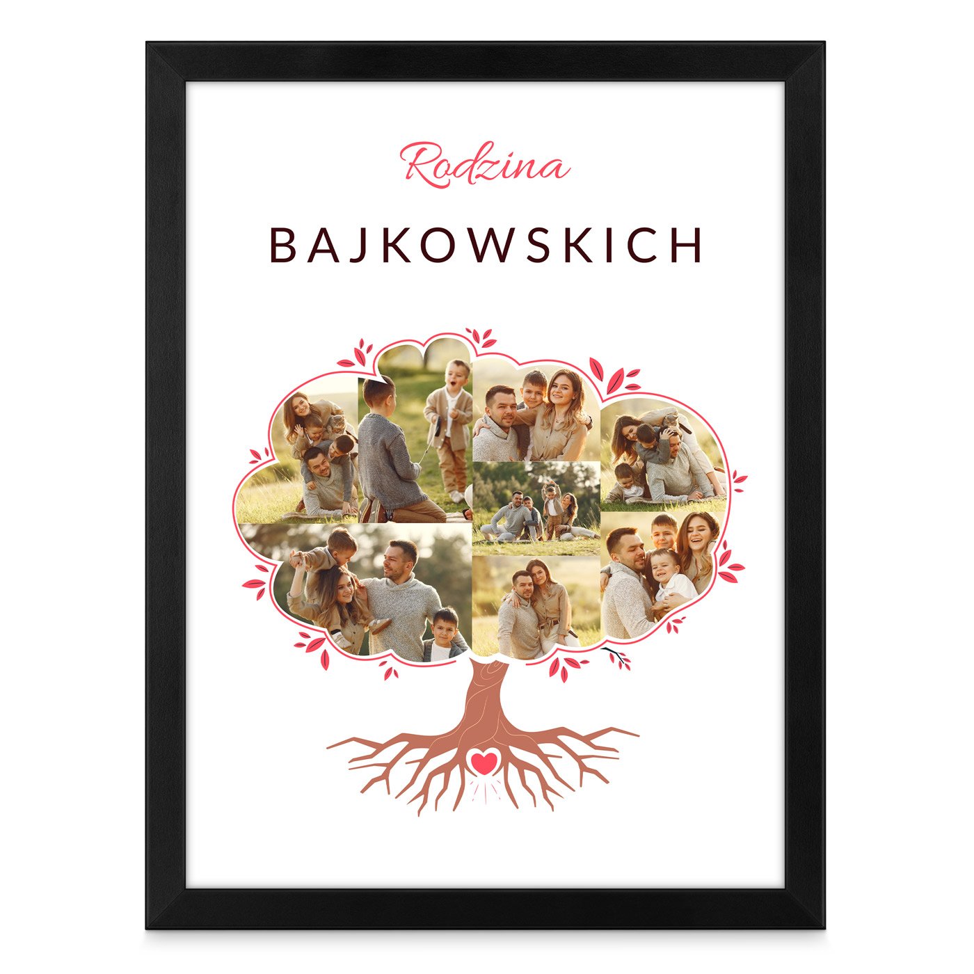 Plakat personalizowany kolaż zdjęć w ramce z nadrukiem dla pary na ślub rocznicę parapetówkę