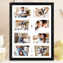 Plakat personalizowany kolaż zdjęć w ramce z nadrukiem dla taty na Dzień Ojca