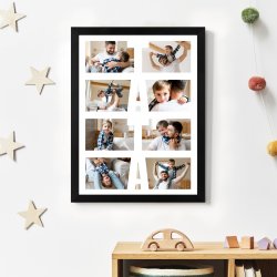 Plakat personalizowany kolaż zdjęć w ramce z nadrukiem dla taty na Dzień Ojca