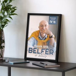 Plakat personalizowany ze zdjęciem w ramce z nadrukiem dla nauczyciela wychowawcy na Dzień Nauczyciela