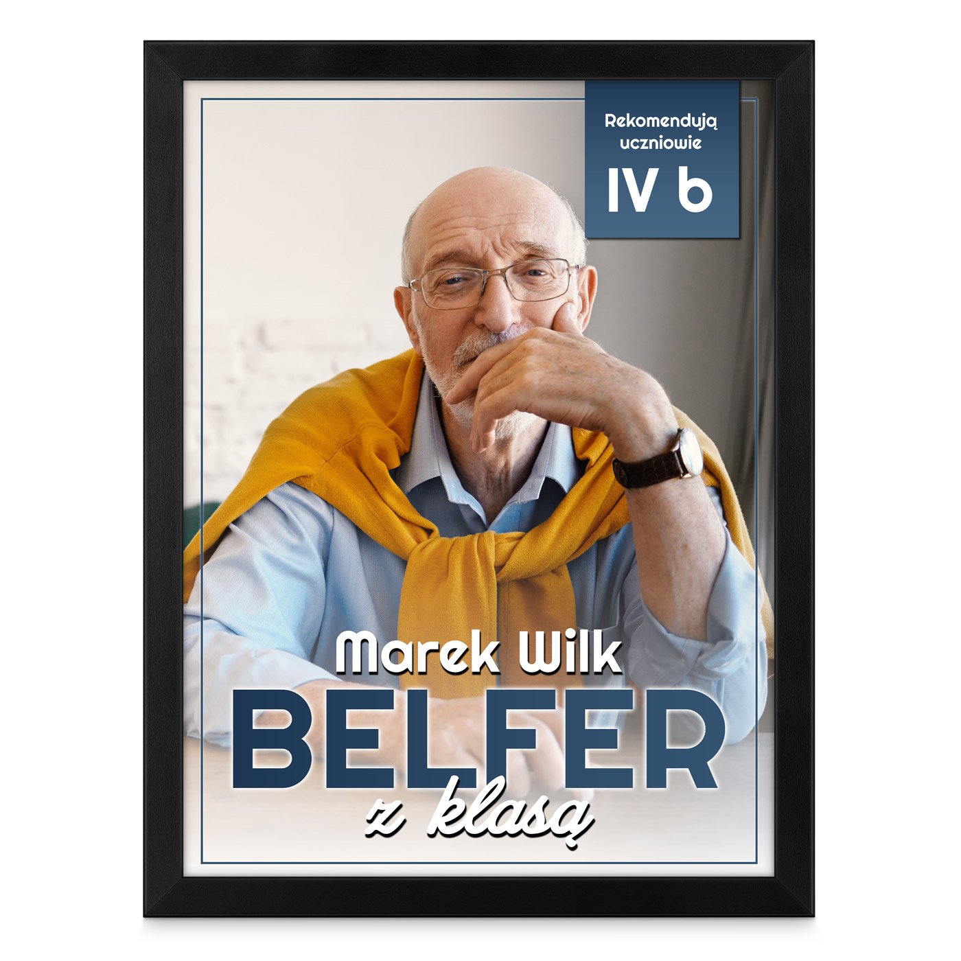 Plakat personalizowany ze zdjęciem w ramce z nadrukiem dla nauczyciela wychowawcy na Dzień Nauczyciela