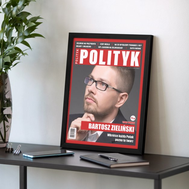 Plakat personalizowany ze zdjęciem Polityk w ramce z nadrukiem dla sołtysa wójta urzędnika