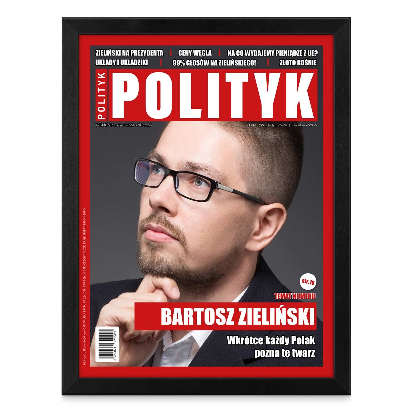 Plakat personalizowany ze zdjęciem Polityk w ramce z nadrukiem dla sołtysa wójta urzędnika