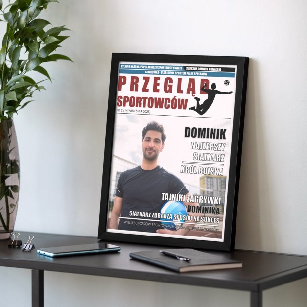 Plakat personalizowany ze zdjęciem Przegląd Sportowców w ramce z nadrukiem dla siatkarza