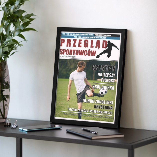 Plakat personalizowany ze zdjęciem Przegląd Sportowców w ramce z nadrukiem dla piłkarza