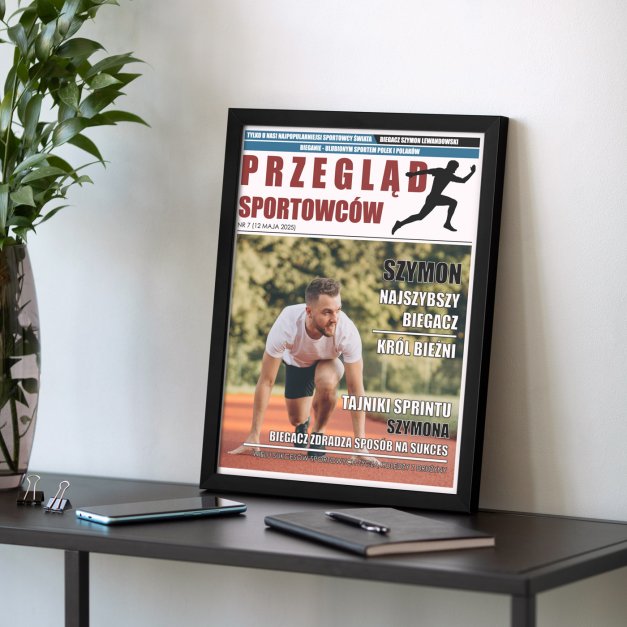 Plakat personalizowany ze zdjęciem Przegląd Sportowców w ramce z nadrukiem dla biegacza