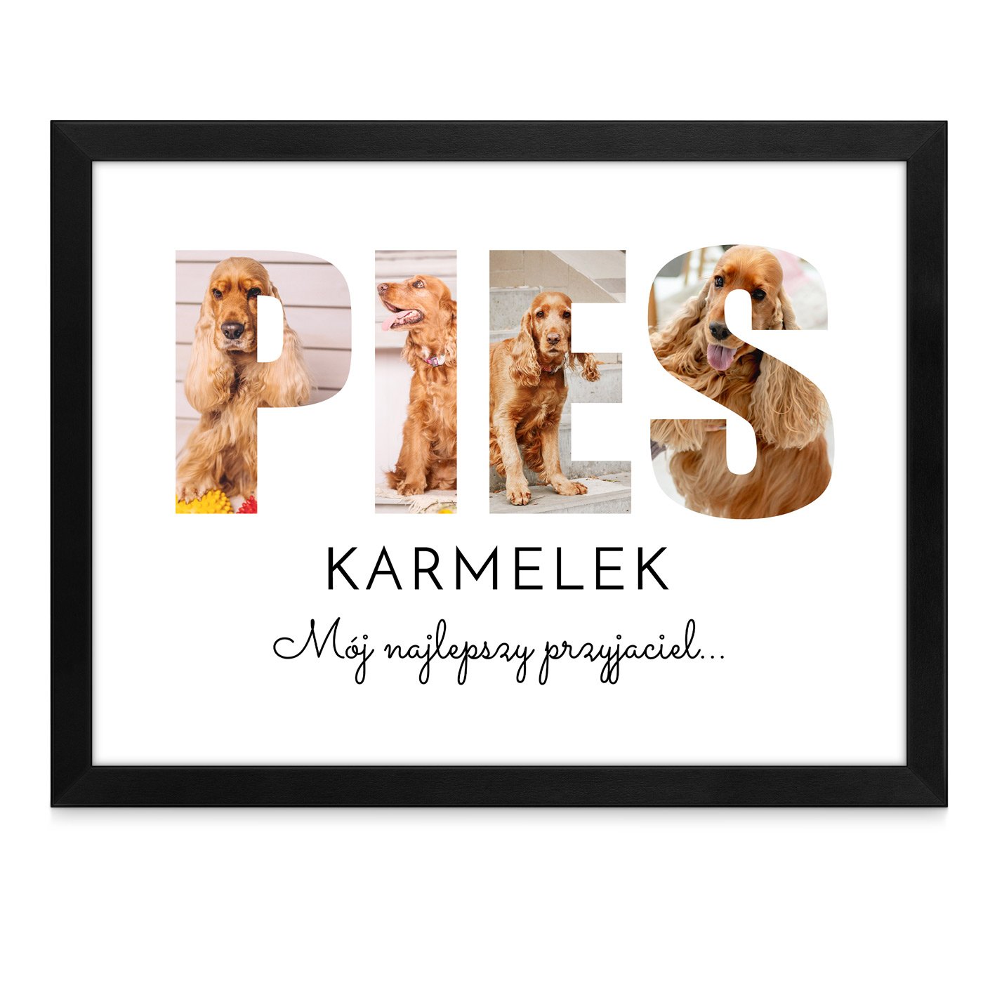 Plakat personalizowany kolaż zdjęć w ramce z nadrukiem dla psiarza