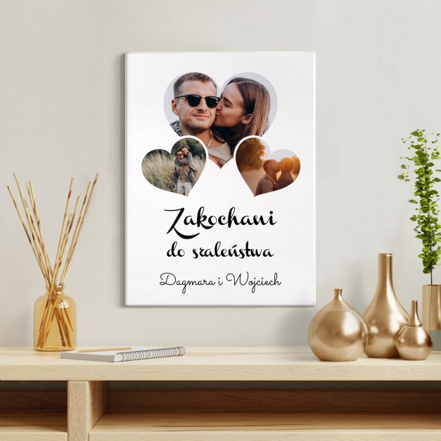 Obraz drukowany na płótnie z kolażem zdjęć 30x40 cm dla pary na ślub rocznicę parapetówkę walentynki