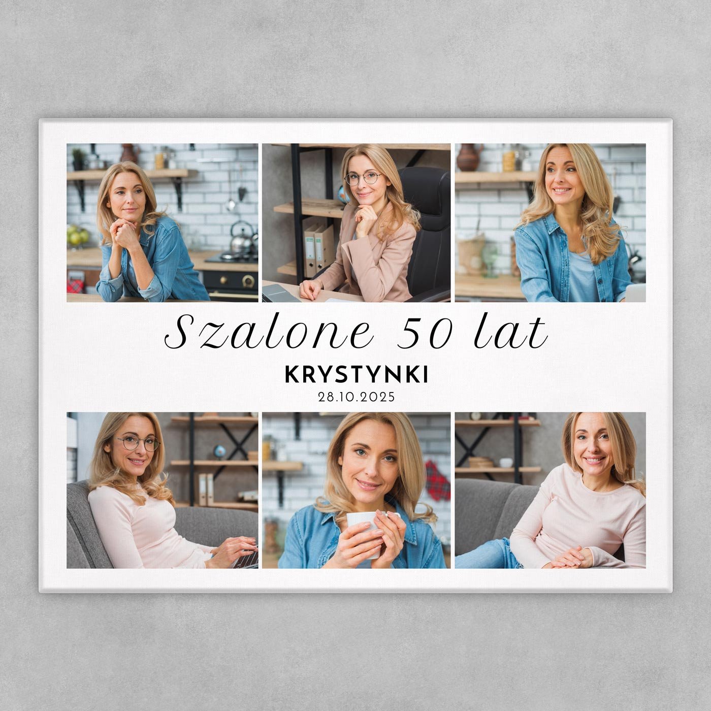 Obraz drukowany na płótnie z kolażem zdjęć 30x40 cm dla niej na 50 urodziny