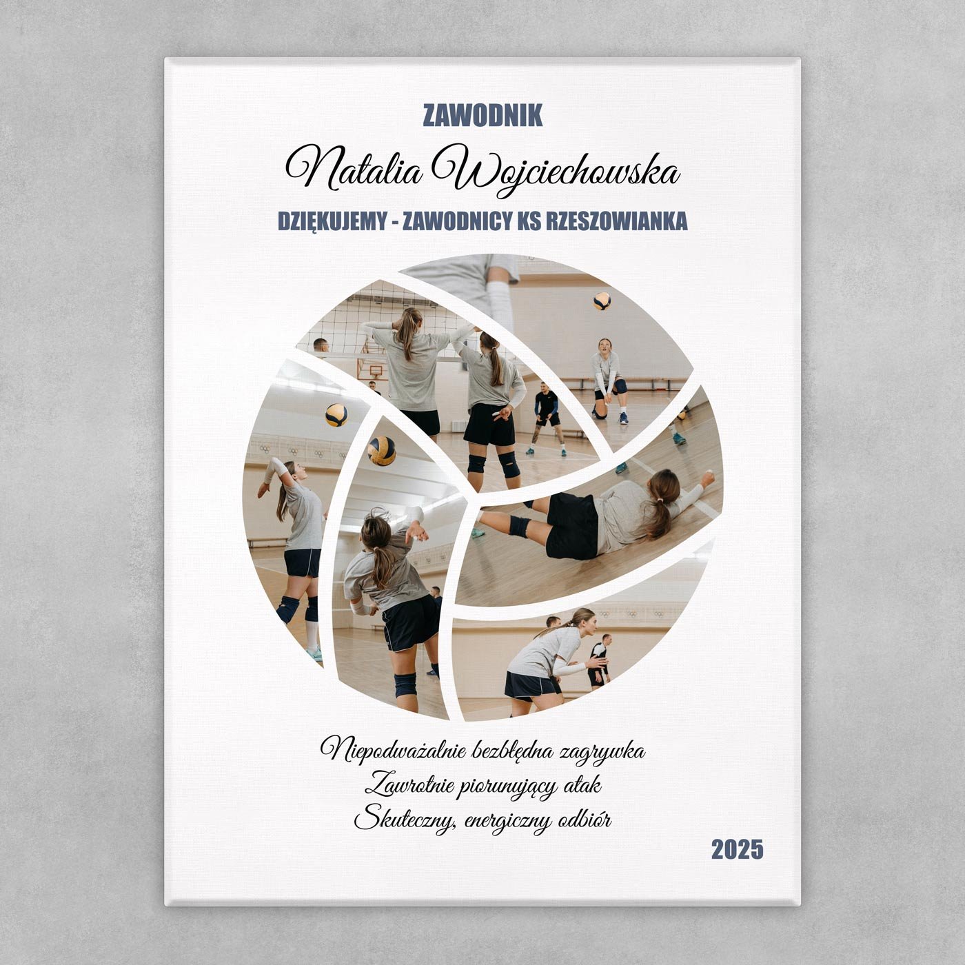 Obraz drukowany na płótnie z kolażem zdjęć 30x40 cm dla siatkarki