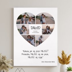 Obraz drukowany na płótnie z kolażem zdjęć 30x40 cm dla chłopaka męża narzeczonego na walentynki Dzień Chłopca rocznicę