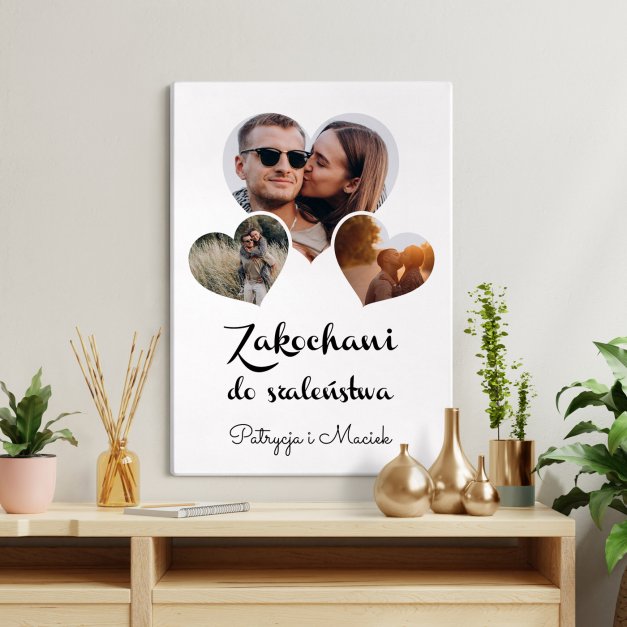 Obraz drukowany na płótnie z kolażem zdjęć 50x70 dla pary na ślub rocznicę parapetówkę walentynki