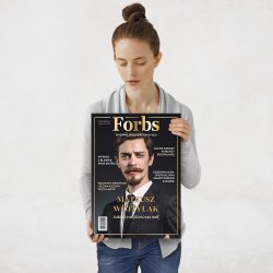 Plakat metalowy personalizowany M ze zdjęciem Forbs dla niego szefa taty na awans w pracy