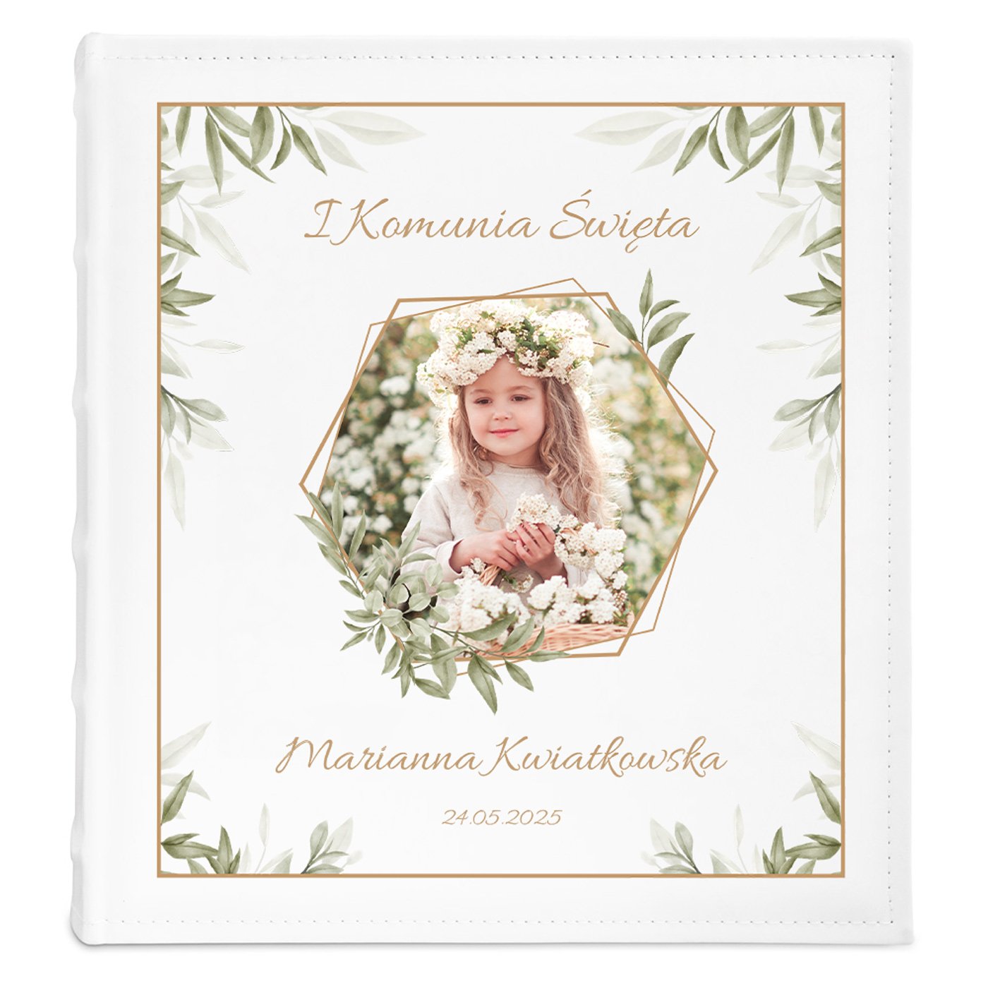 Album na zdjęcia z nadrukiem i Twoim zdjęciem dla dziewczynki na komunię