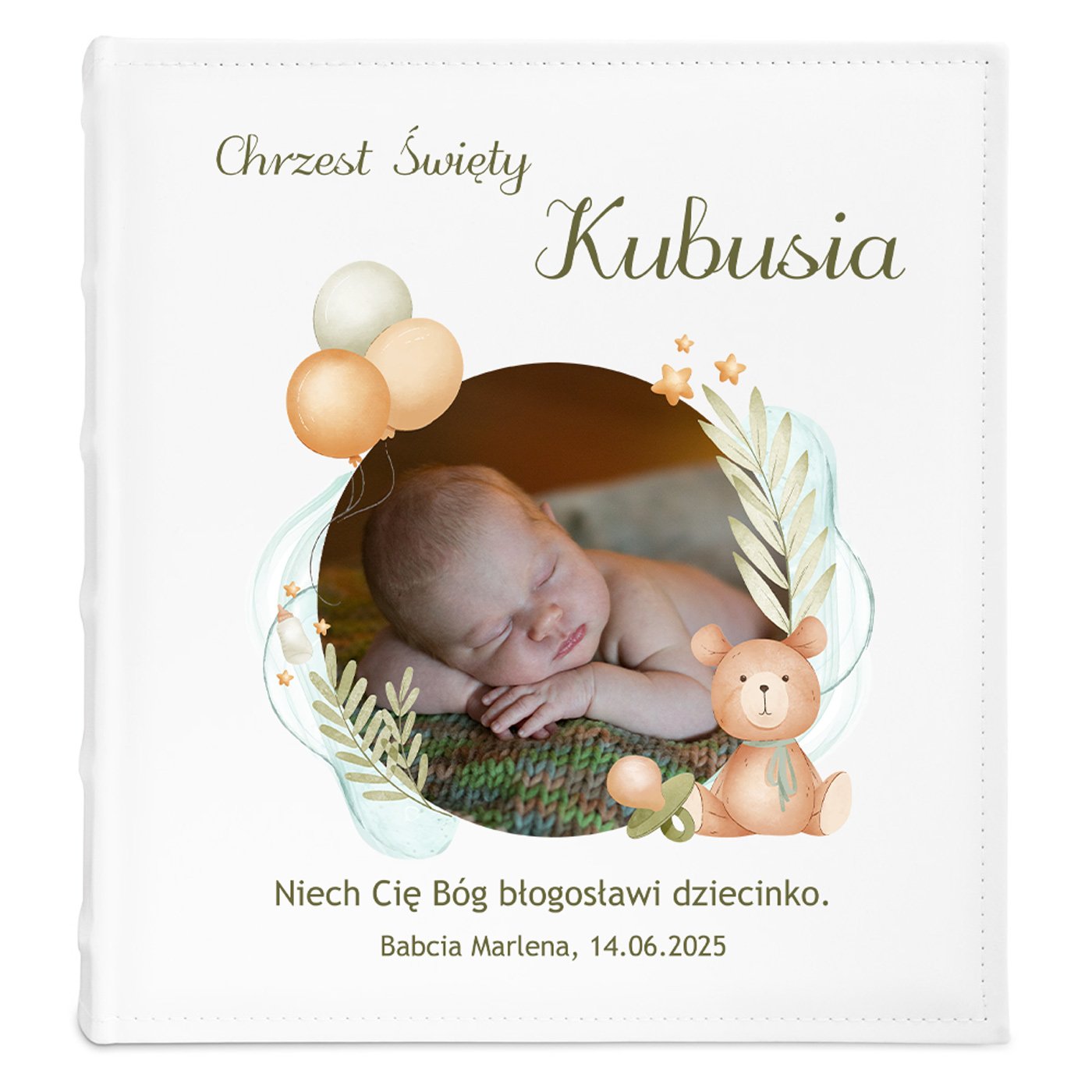 Album na zdjęcia z nadrukiem i Twoim zdjęciem dla chłopca na chrzest
