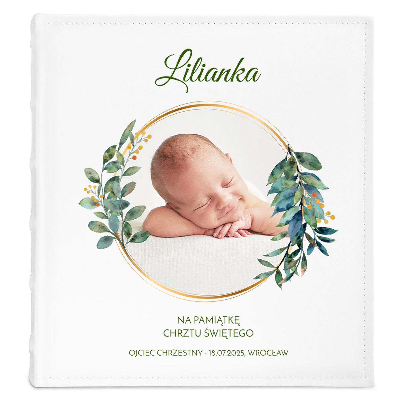 Album na zdjęcia z nadrukiem i Twoim zdjęciem dla dziewczynki na chrzest