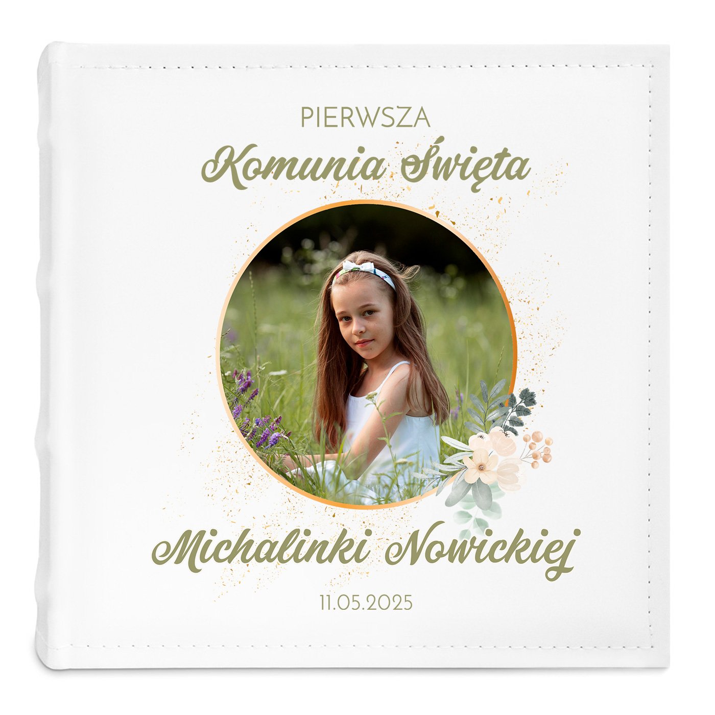 Album na zdjęcia z nadrukiem i Twoim zdjęciem dla dziewczynki na komunię