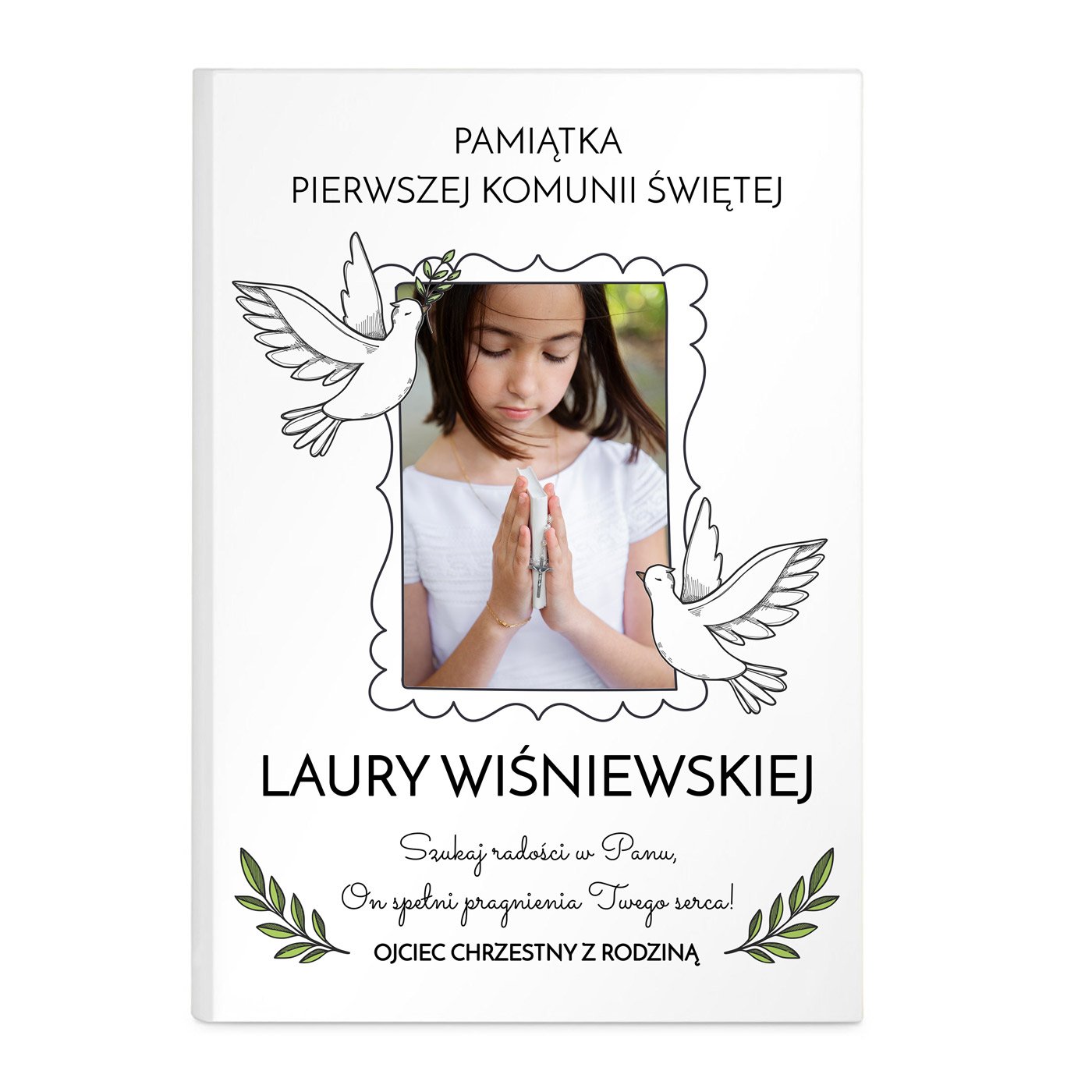 Biblia w etui z nadrukiem i Twoim zdjęciem dla dziewczynki na komunię