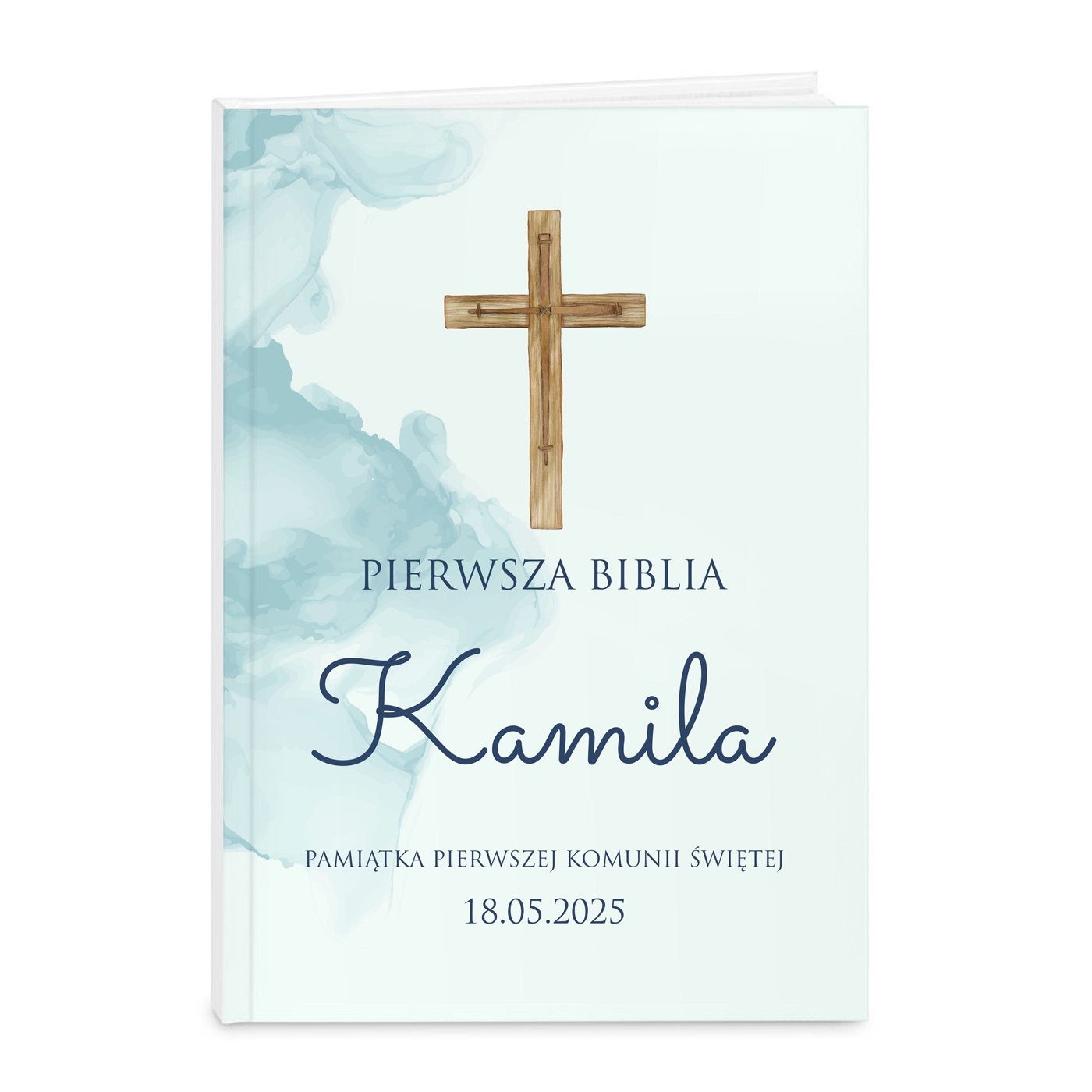 Biblia rozmiar M z nadrukiem dla chłopca na komunię