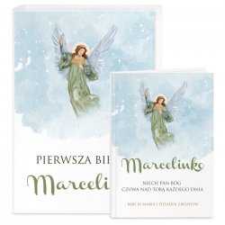 Biblia w etui z nadrukiem dla dziewczynki na imieniny chrzciny komunię