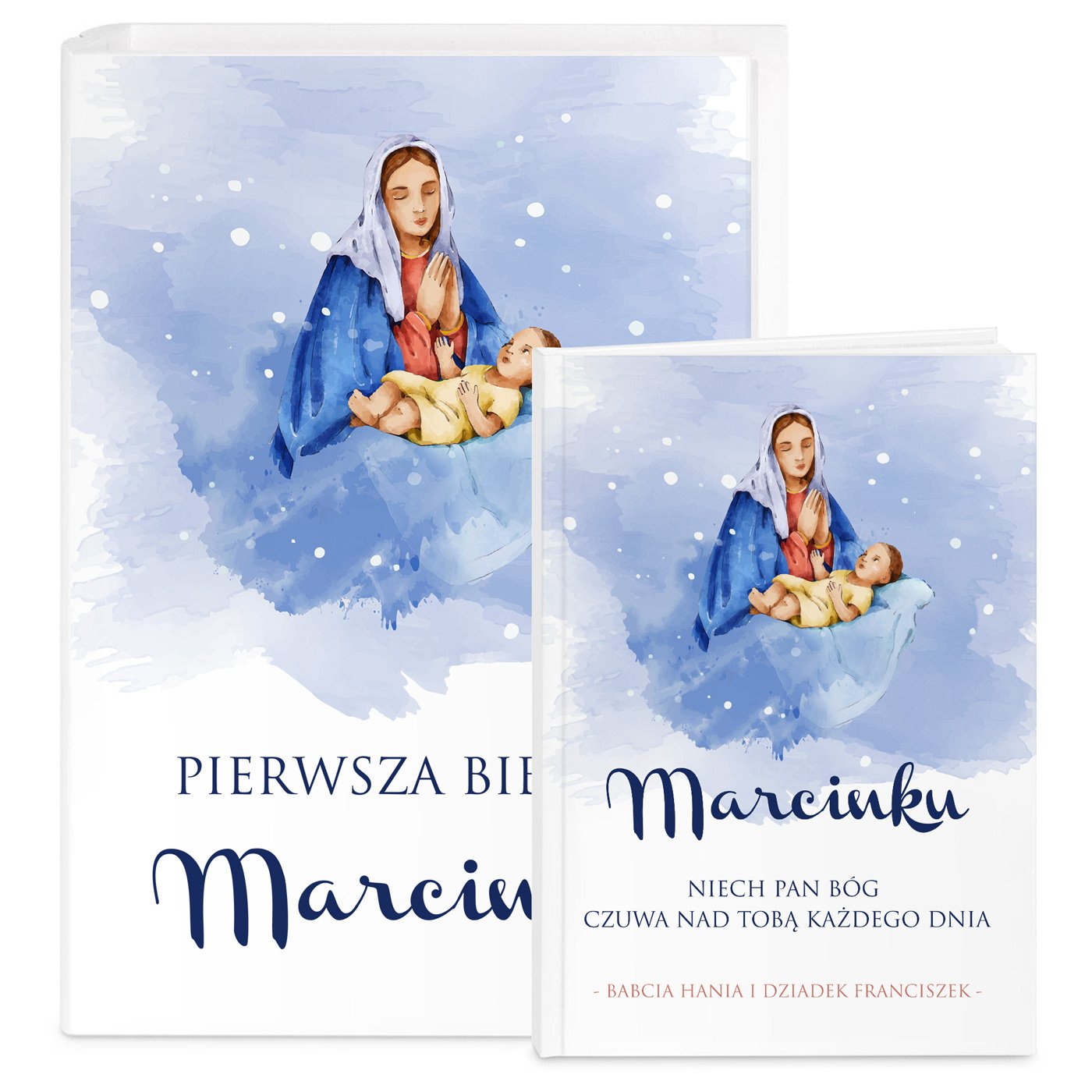 Biblia w etui z nadrukiem dla chłopca na imieniny chrzest komunię