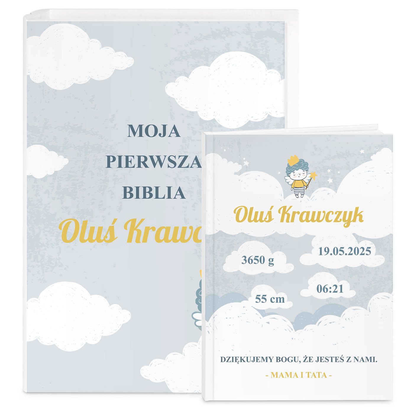 Biblia w etui z nadrukiem dla chłopca z okazji narodzin