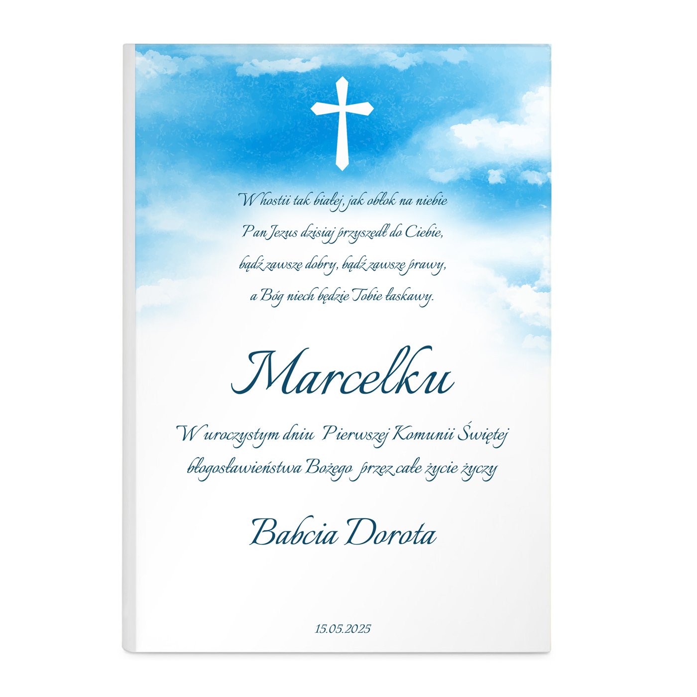 Biblia w etui z nadrukiem dla chłopca na komunię