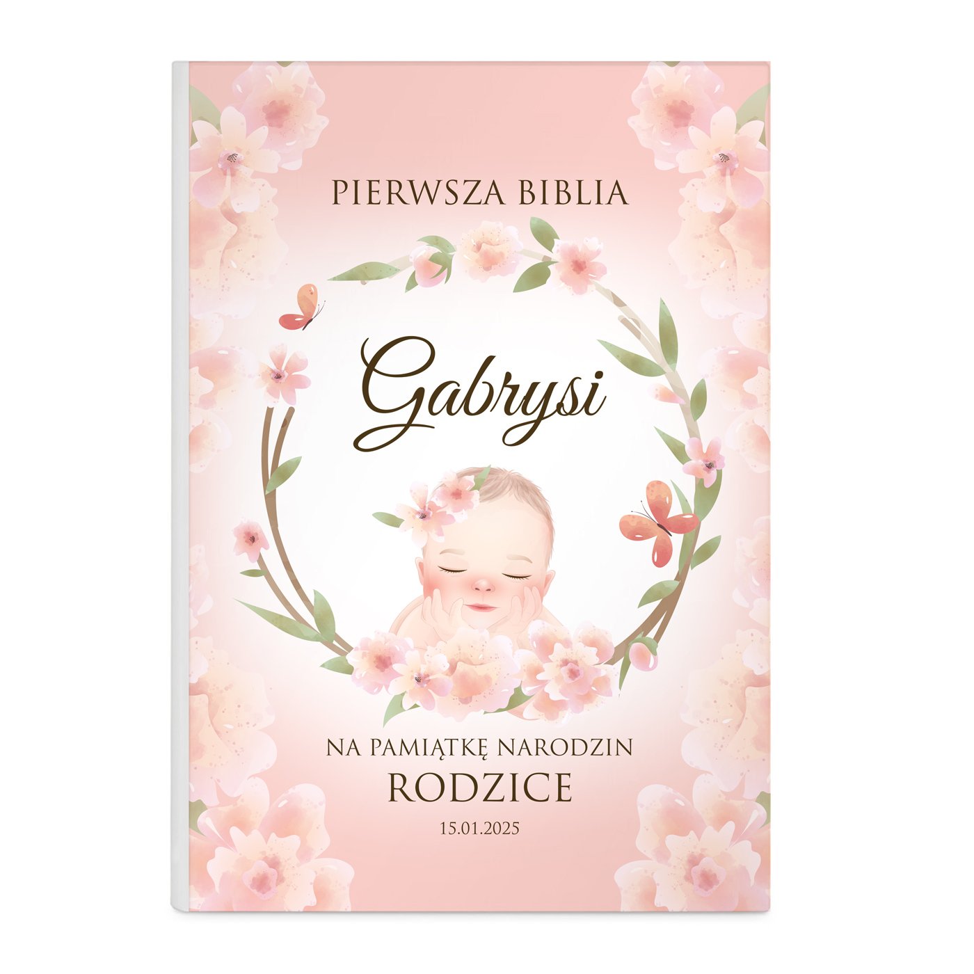 Biblia w etui z nadrukiem dla dziewczynki z okazji narodzin
