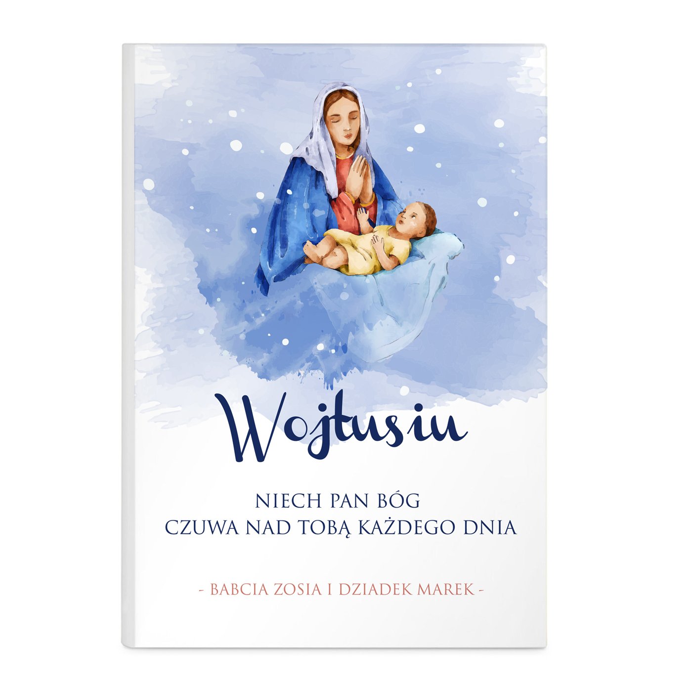 Biblia w etui z nadrukiem dla chłopca na chrzest komunię