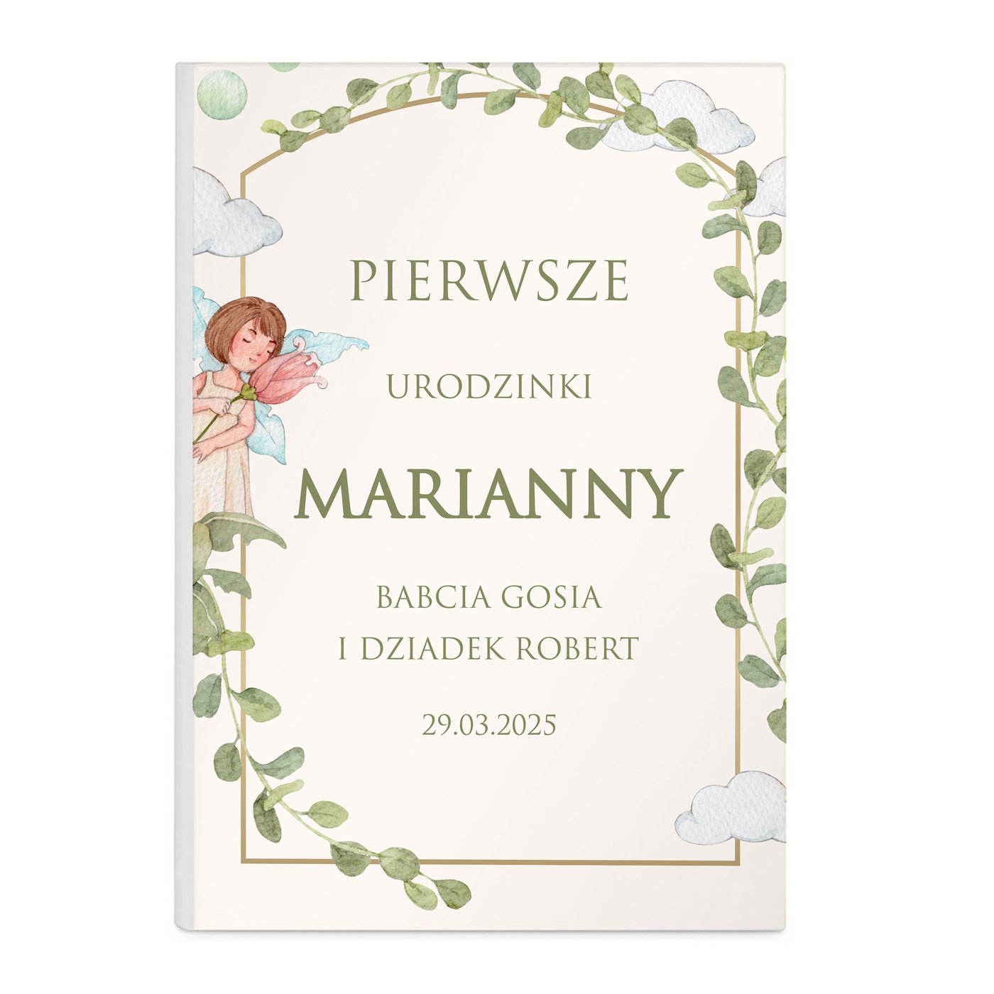 Album na zdjęcia w etui z nadrukiem dla dziewczynki na roczek