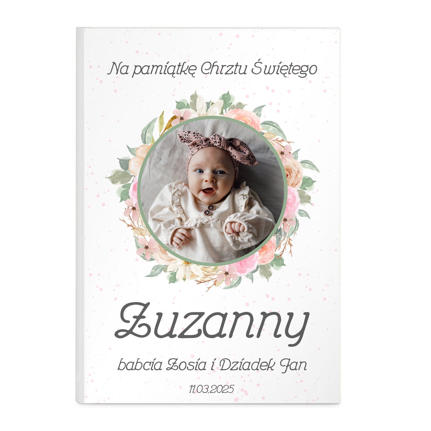 Album na zdjęcia w etui z Twoim zdjęciem dla dziewczynki na chrzest