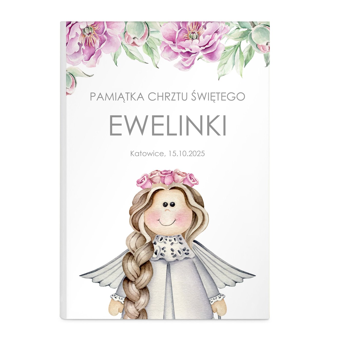 Album na zdjęcia w etui z nadrukiem dla dziewczynki na chrzest