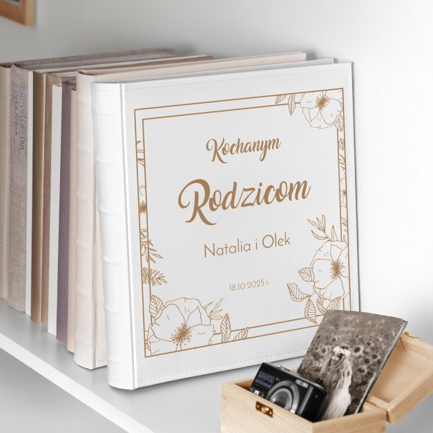 Duży album na zdjęcia z nadrukiem dla rodziców na podziękowanie ślubne rocznicę ślubu