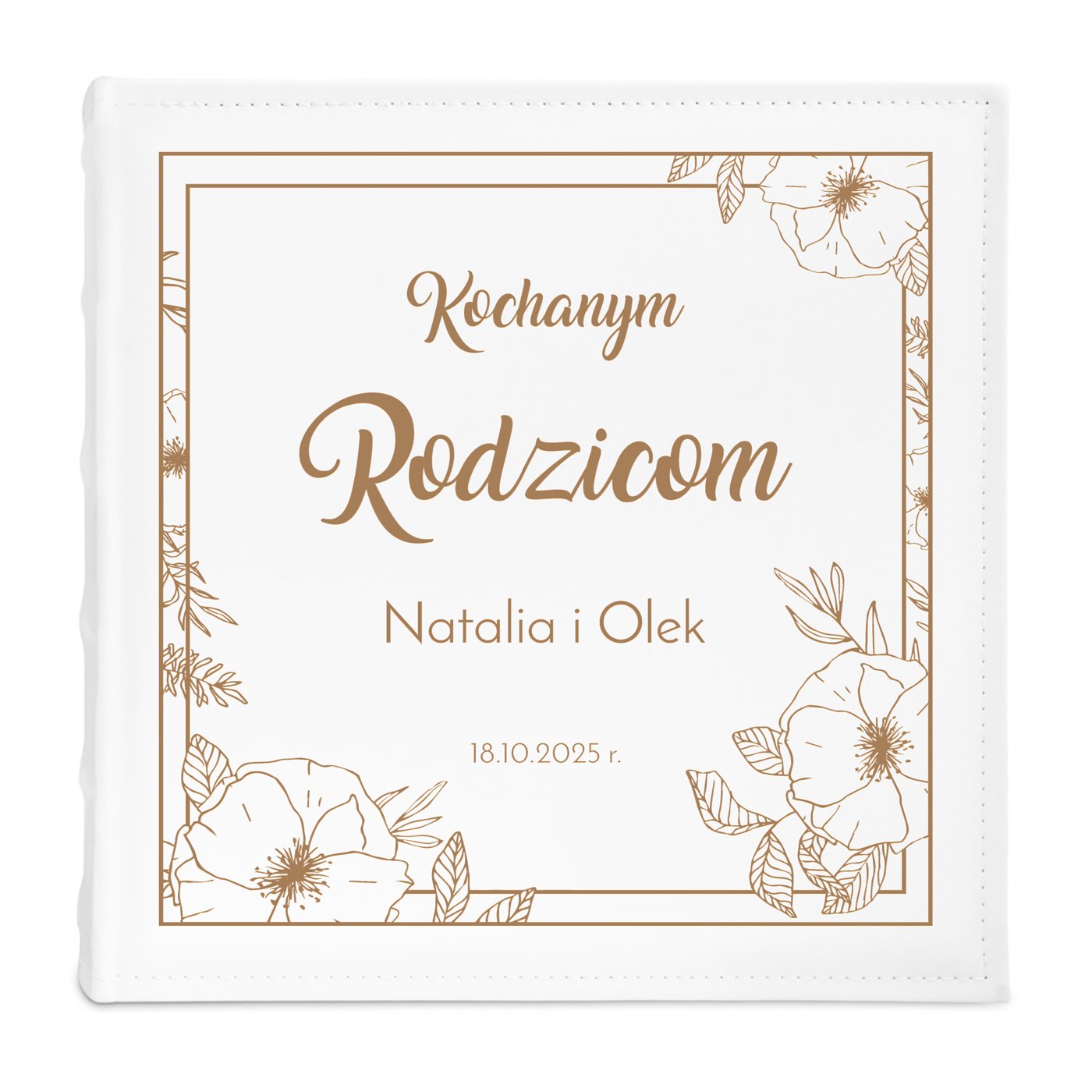 Duży album na zdjęcia z nadrukiem dla rodziców na podziękowanie ślubne rocznicę ślubu