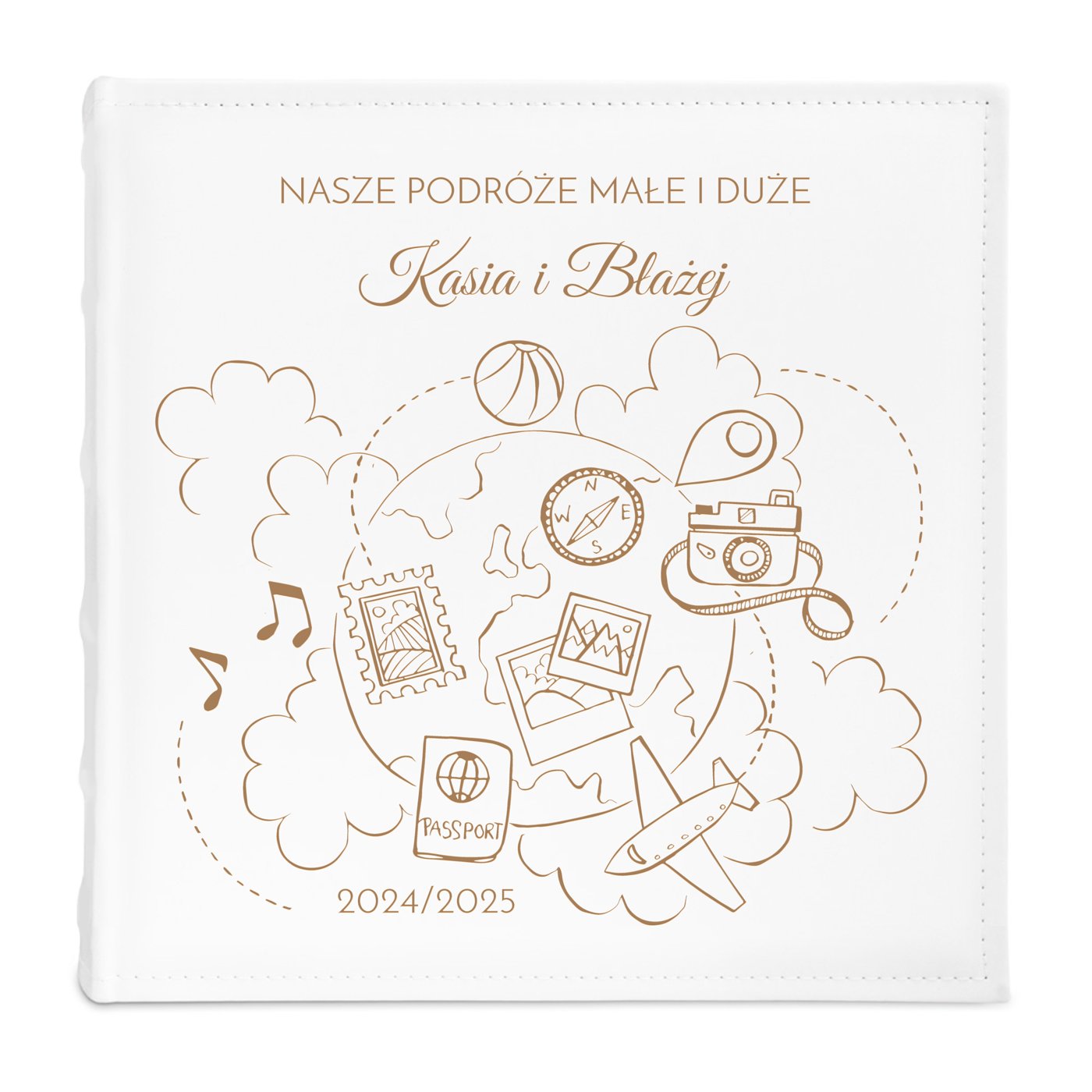 Duży album na zdjęcia z nadrukiem dla pary podróżników