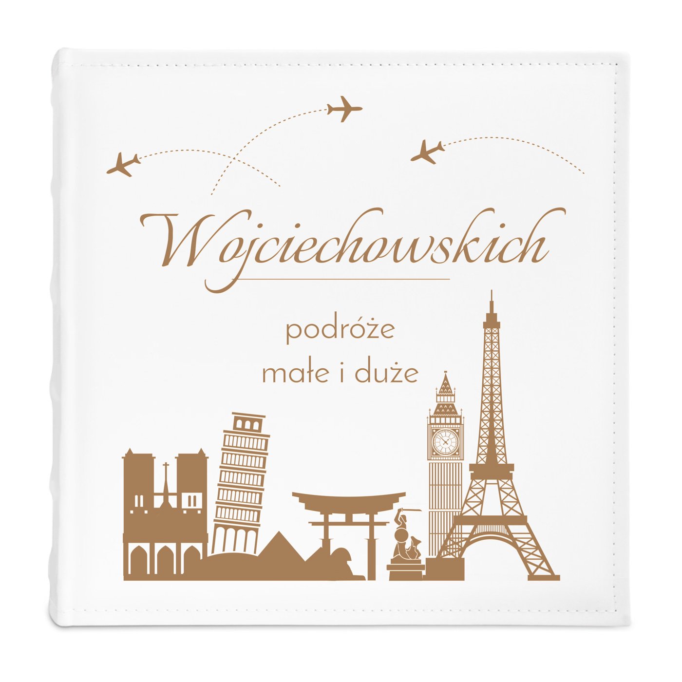 Duży album na zdjęcia z nadrukiem dla pary podróżników na ślub rocznicę parapetówkę