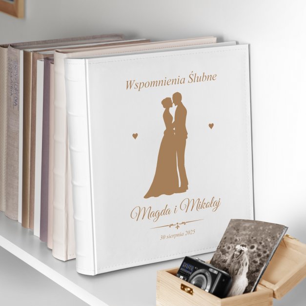 Duży album na zdjęcia z nadrukiem dla pary na ślub