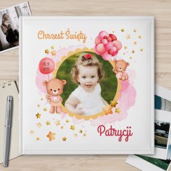 Duży album na zdjęcia z Twoim zdjęciem dla dziewczynki na chrzest