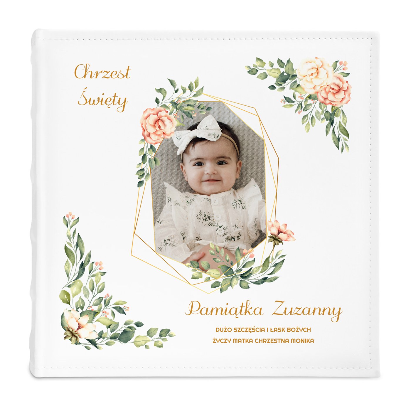 Duży album na zdjęcia z Twoim zdjęciem dla dziewczynki na chrzest