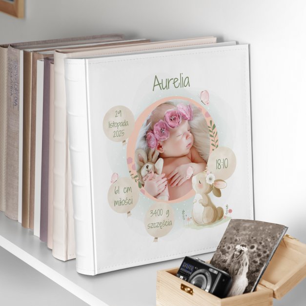 Duży album na zdjęcia z Twoim zdjęciem dla dziewczynki na chrzest