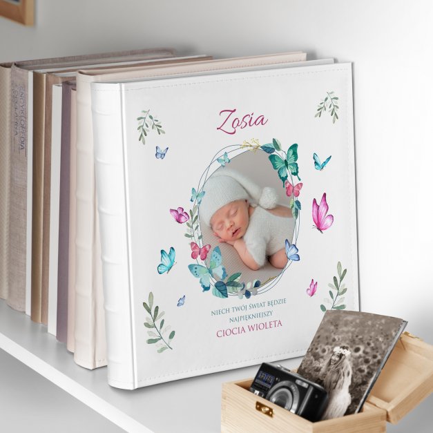 Duży album na zdjęcia z Twoim zdjęciem dla dziewczynki na chrzest