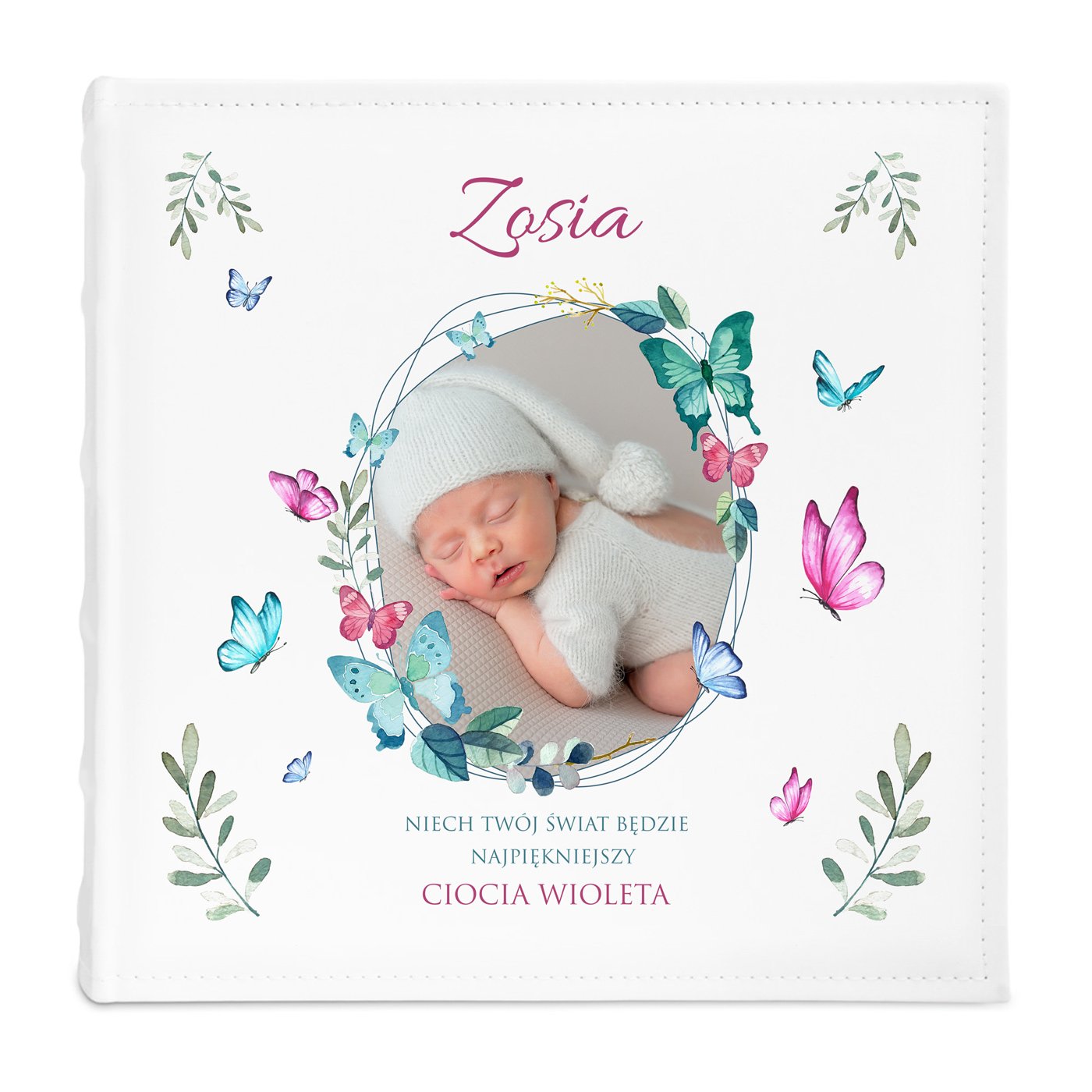 Duży album na zdjęcia z Twoim zdjęciem dla dziewczynki na chrzest