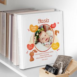Duży album na zdjęcia z Twoim zdjęciem dla dziewczynki z okazji narodzin