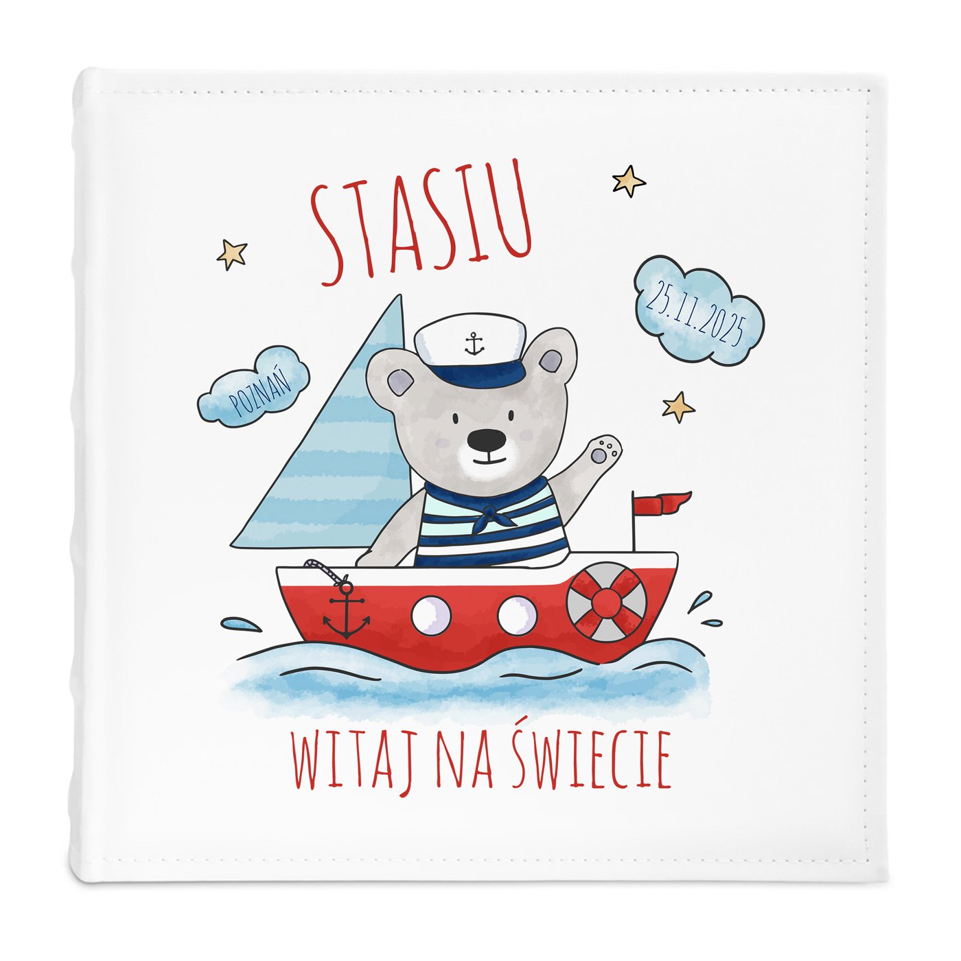 Duży album na zdjęcia z nadrukiem dla chłopca z okazji narodzin